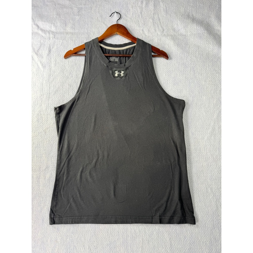 Under Armour HeatGear Mens XL Black Sleeveless Training Tank Top Shirt Logo